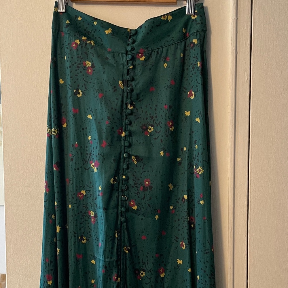 Free People Floral Green Maxi Skirt